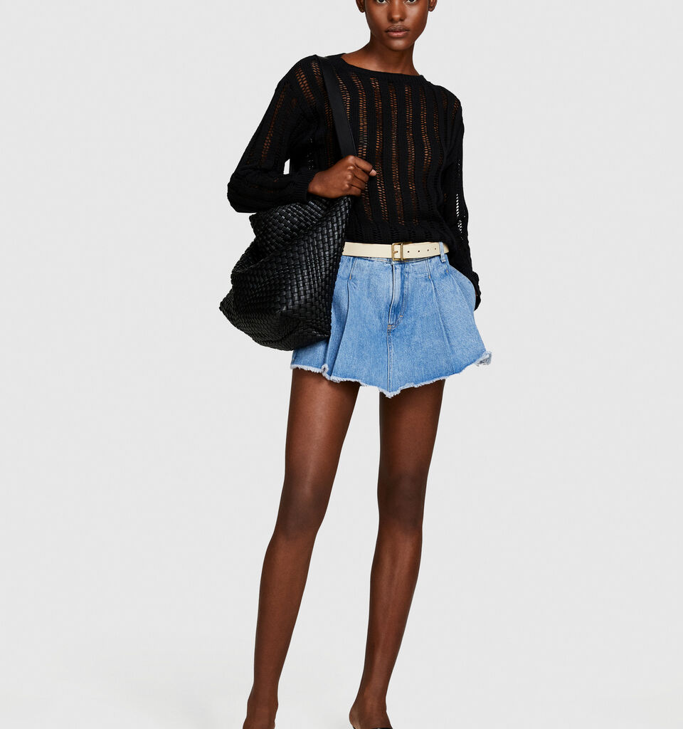 Denim culottes - women's mini skirts - Blue | Sisley image number 1